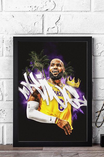 Saturn Lebron James Framed Painting - Basketball Nba Poster Painting
