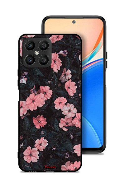 Tolwak غطاء حماية لهاتف Honor X8 4G - لون الخوخ والورود الصغيرة