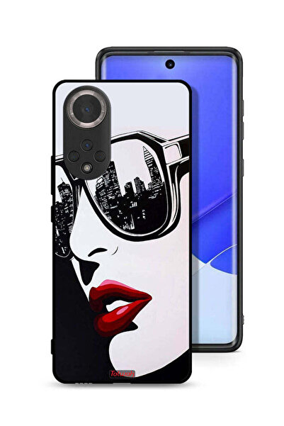 Tolwak غطاء حماية لهاتف Honor 50 بتصميم وجه فتاة وفن تجريدي