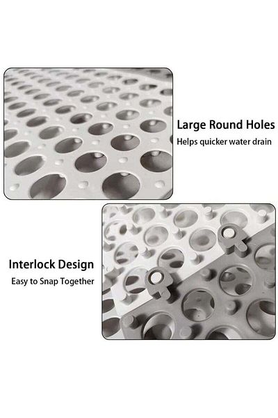 COOYA Drainage Holes Non Slip Drainage Floor Tiles,12 Pack Interlocking Bath Floor Mat, 30x30cm Shower Mat