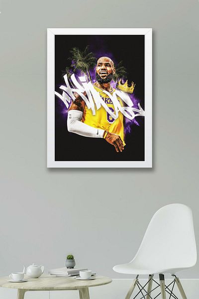 Saturn Lebron James Framed Painting - Basketball Nba Poster Painting