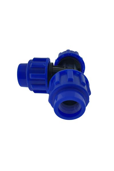 OEM Hydraulic compression tee PEHD 20mm, PN16, 3 x nut, for MDPE/PE water pipes
