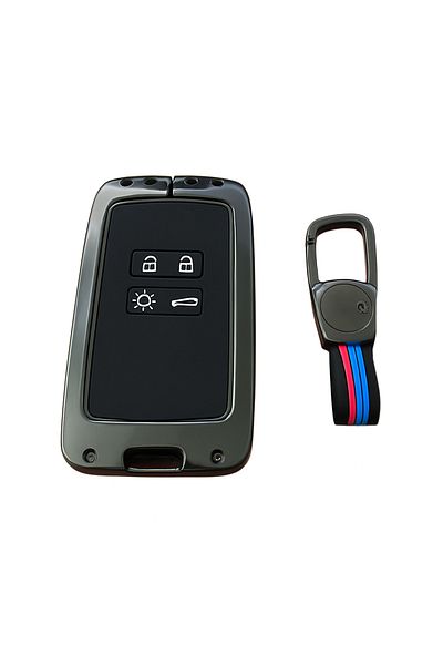 Oto Aksesuarcım Renault Megane 4 Key Compatible Silicone Metal Body Auto Key Remote Case Cover Smoked