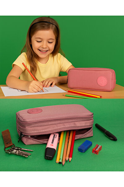 Alone Çift Bölmeli Gözlü Kalemlik Yıkanabilir Kalem Kutusu - 310