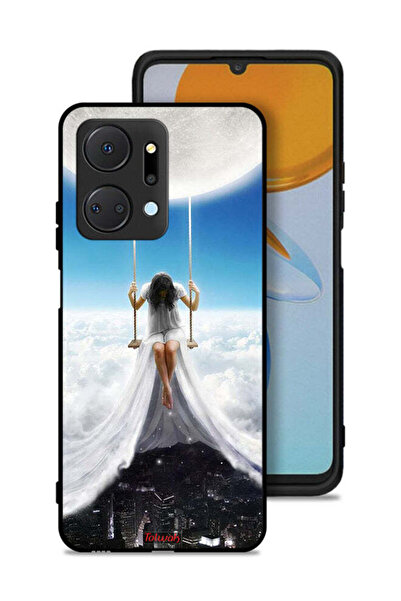 Tolwak غطاء حماية لهاتف Honor X7a بتصميم غيوم وقمر ومدينة فنية