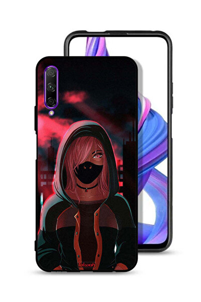 Tolwak Huawei Y9s Protective Case Cover Girl Wear Mask Art