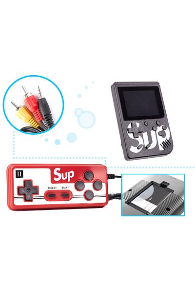kik Mini portable retro console, Game Box with 400 games, black / red
