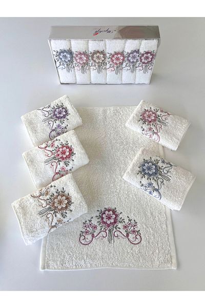 sarra Mysoft 6-Piece 30X50 3D Embroidered Towel - Orchid