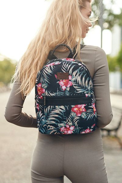 zagatto Women’s Floral Backpack, Multicolor, 42x30x12 Cm, Waterproof, Leather Details, Zg624