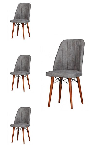 Desire Berlin Chair Set, 4 pcs Package, dining, kitchen, upholstered with fabric, wooden legs
