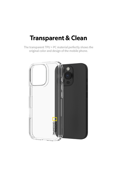 NATIONAL GEOGRAPHIC Crystal Clear Case V2 Jell Hard iPhone 16 Promax - Black Logo