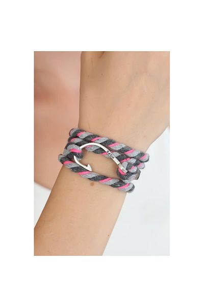 Skygo Mixed Pattern Pink Grey Silver Metal Hook Multi Bracelet - Tj-Bb2378-Ks