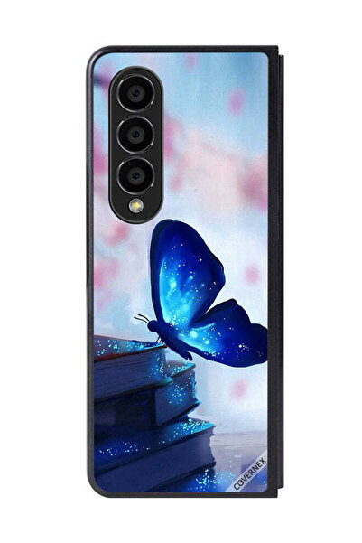 Covernex غطاء حماية لهاتف سامسونج جالاكسي زد فولد 4 بتصميم فراشة جالسة على كتاب