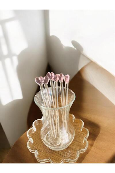 nazarboncuğu Glass Handmade Heart Tea Spoon Set of 6