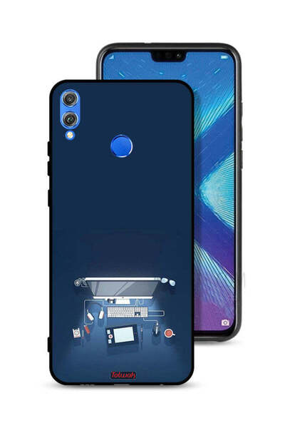 Tolwak غطاء حماية لجهاز Honor 8X بتصميم فني على مكتب الكمبيوتر
