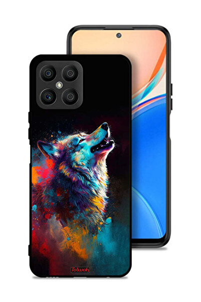 Tolwak غطاء حماية لهاتف Honor X8 4G برسومات الذئب الملونة