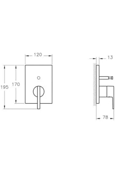 Mena Rise Diyar-Ifırsatshop Suit A42838 Concealed Bathroom Faucet, Surface Mounted, Chrome 1017157