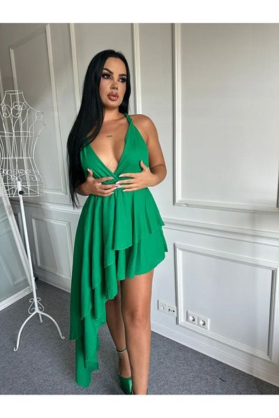 Pretty Rochie verde de vara cu spatele gol