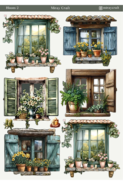 MirayDesign 1 autocolant tematic cu flori înflorite – 12x17 cm pentru album d...