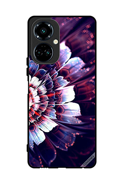 Covernex غطاء حماية لهاتف تكنو كامون 19 مع زهرة كبيرة منعكسة على الجانب الأيسر