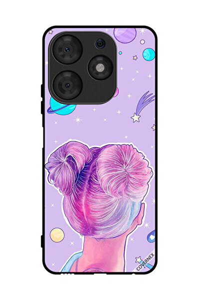 Covernex غطاء حماية لهاتف تكنو سبارك 10 برو - لوحة فنية لفتاة ونجوم الفضاء