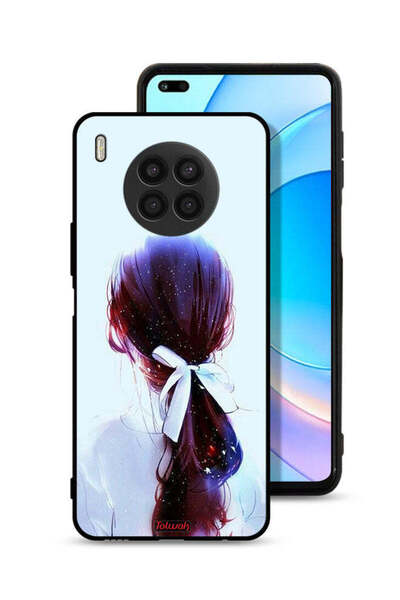 Tolwak غطاء حماية لهاتف Honor 50 Lite بتصميم ربطة شعر مع رباط شعر وفن فتاة