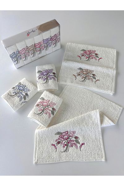 sarra Mysoft 6-Pack 30X50 3D Embroidered Towel - Symbul