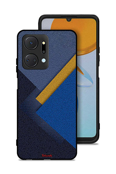 Tolwak غطاء حماية لهاتف Honor X7a بنقشة مثلثات جلدية