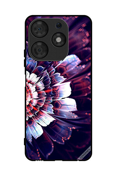 Covernex غطاء حماية لهاتف تكنو سبارك 10 برو مع زهرة كبيرة منعكسة على الجانب ا...