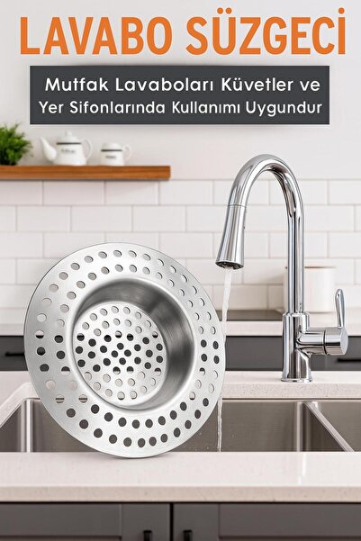 Kelepir Fırsatlar 2'Lİ Paslanmaz Çelik Lavabo Gideri Süzgeci - 2mm Delikli Tı...