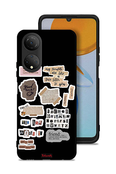 Tolwak غطاء حماية لهاتف Honor X7 مع ملصقات اقتباسات الحظ السعيد