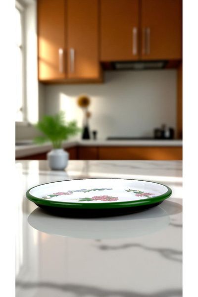 İnci Emaye 22 Cm Presentation Tray Single Serving Tray Coffee Tray Plate Presentation Plate Serving Plate Dowry