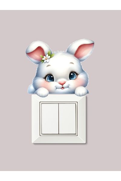 aiki Rabbit Looking through the Window Pattern, Decoration, Sticker, 9X8Cm
