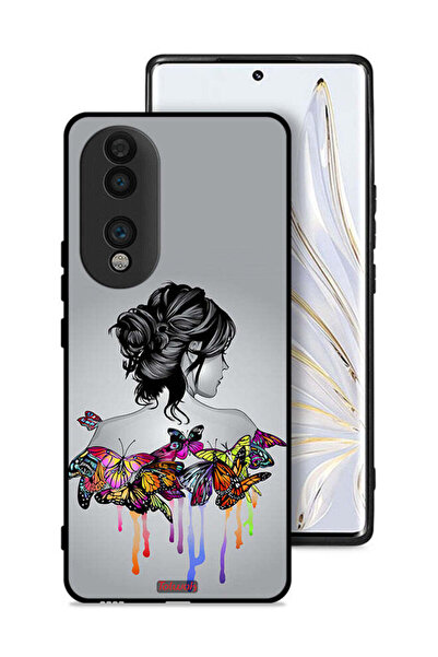 Tolwak غطاء حماية لهاتف Honor 70 برسومات فراشات وفتاة فنية تجريدية