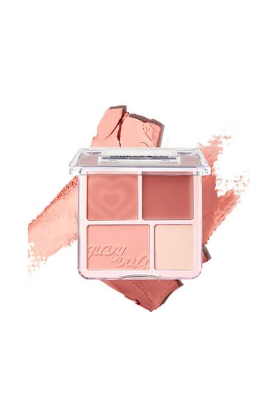 JUDYDOLL 4 Color Blush & Highlight Palette #01 Milk Melon 9 g - warm palette of blushes and highligh