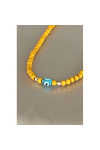 Skygo Yellow Color Wooden Beaded Women's Necklace - Tj-Bko5153