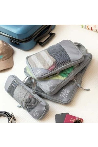 InnovaGoods Compression Organizer Bags for Suitcases - Set of 4 Pieces
