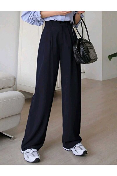 mor butik Dámské palazzo kalhoty v tmavě modré barvě, volný střih, pohodlné, model NEGY01001