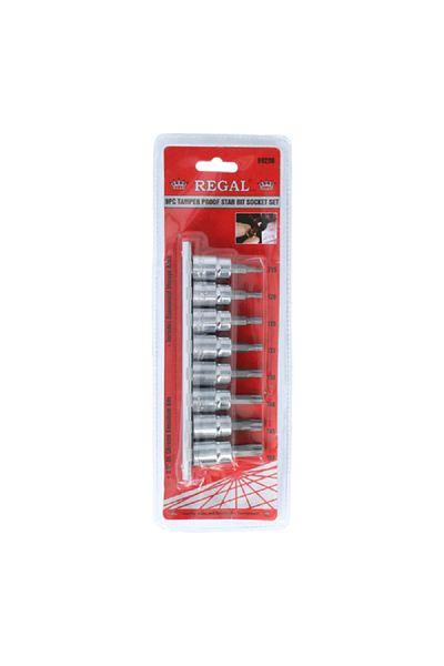 Regal Tools 9-Piece Chrome Vanadium Tamper Proof Star Bit Socket Set Silver