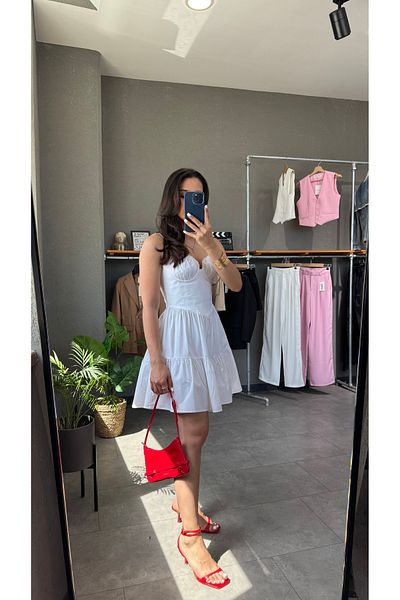 YOUR NAME Heart Collar Strap Mini Dress