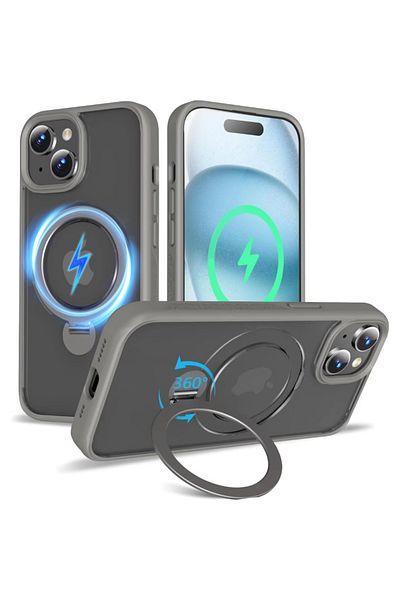 TYBO Magnetic Case for iPhone 15, Military Shockproof Protection, 360° Rotating MagSafe Holder