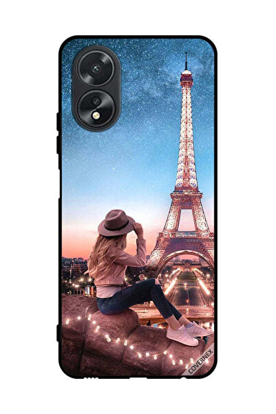 Covernex غطاء حماية لهاتف Oppo A38 - فتاة القبعة وبرج إيفل