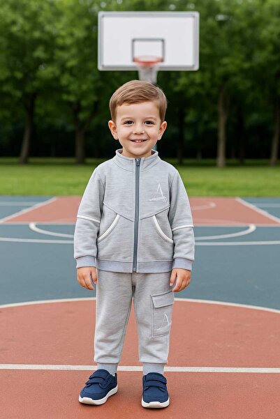 Pink cherry Baby Boy Suit with Zipper and Embroidery, Tracksuit Set
