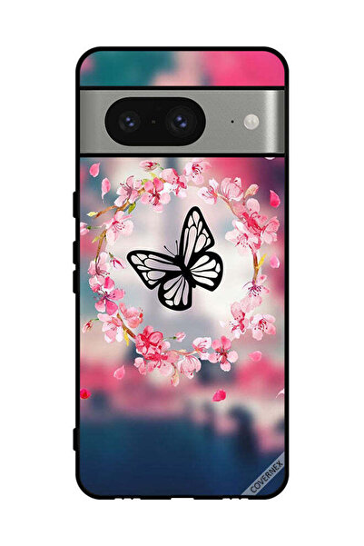 Covernex غطاء حماية لهاتف جوجل بيكسل 8 بتصميم فراشة وحلقات زهور