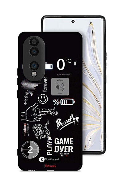 Tolwak غطاء حماية لهاتف Honor 70 بتصميم Game Over Pew Pew