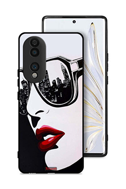 Tolwak غطاء حماية لهاتف Honor 70 بتصميم وجه فتاة وفن تجريدي
