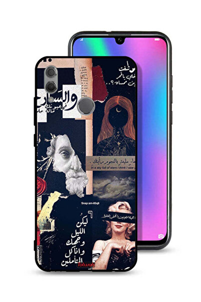 Tolwak غطاء حماية لهاتف Honor 10 Lite مزين بعبارات عربية ووجوه مقطوعة