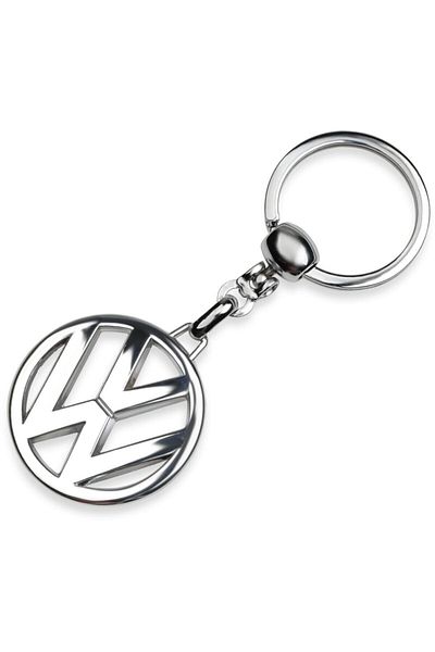 Store Metal Car Keychain with Volkswagen Logo - Chrome Plated