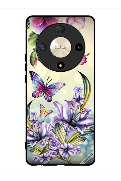 Covernex غطاء حماية لهاتف Honor X9b بنقشة زهور أرجوانية وفراشات