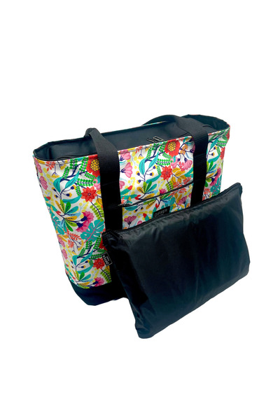 Differ Studio Flower Patterned 2-Piece Waterproof Black Inner Bag Multi-Purpose Beach/Arm/Shoulder/Sports/Travel Bag